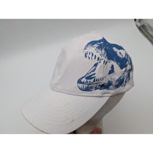 Jurassic World The Exhibition T-Rex Skull Snapback Hat White Blue Souvenir Cap